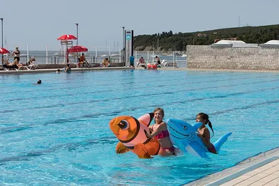 Camping Adria - Campingplatzgelände mit Pool  auf dem Campingplatz