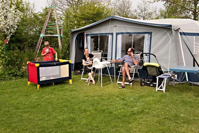 Ardoer Camping Ginsterveld - Blick auf die Standplätze auf der Wiese