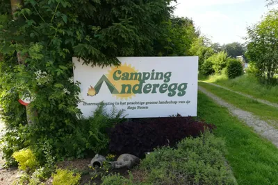 Camping Anderegg - Willkommensschild des Campingplatzes