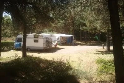 Camping Ciudad de León - Wohnwagen auf Stellplätzen unter Bäumen