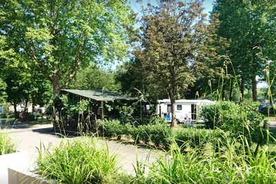 Camping de Riquewihr  -  Stellplatz und Mobilheime auf dem Campingplatz im Grünen