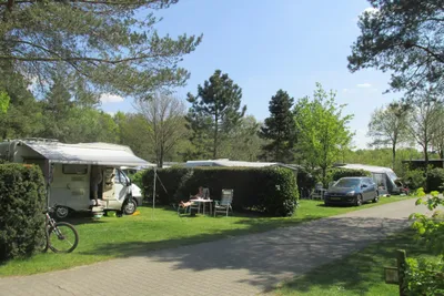 Camping De Zeven Heuveltjes -  Campingbereich für Zelte und Wohnwagen im Schatten der Bäume