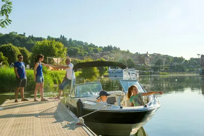 Camping Kanopée Village - Boot fahren auf dem Saone Fluss