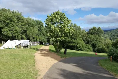 Camping Le Viginet - Campingplatzgelände mit Bäumen und Gras