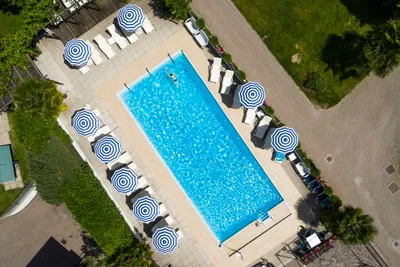 Camping Markushof  -  Pool aus der Vogelperspektive