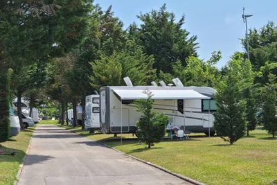 Camping Playa Joyel - Blick auf die Stellplätze auf der Wiese