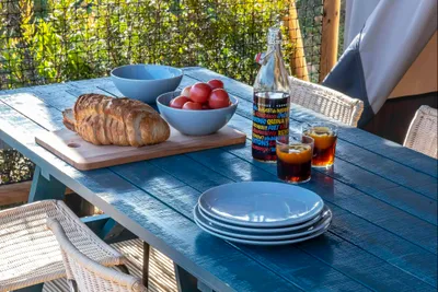 Camping Santa Cristina Terrasse eines Ferienhauses