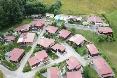 Campingplatz Thorbach - Luftaufnahme der Unterkünfte auf dem Campingplatz 
