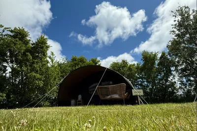 Camping De Oorsprong - Blick auf die Standplätze auf der Wiese