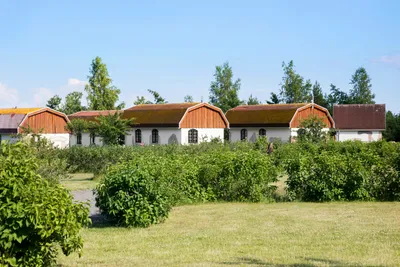 First Camp Hasmark Strand - Fyn - Blick auf die Mobilheime auf dem Campingplatz
