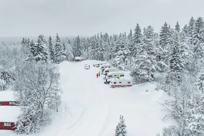 Gunnars Camping - Blick auf den Campingplatz im Winter