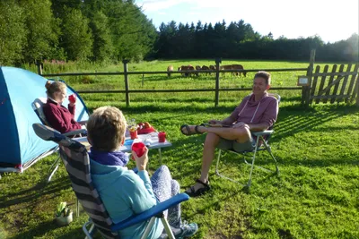Camping Gyvelborg - Entspannte Atmosphäre auf dem Zeltplatz mit Blick auf Biobauernhof