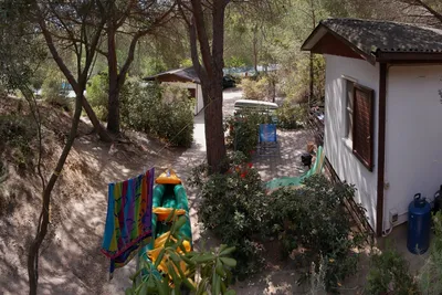 Camping La Sorgente  -  Mobilheime vom Campingplatz zwischen Bäumen