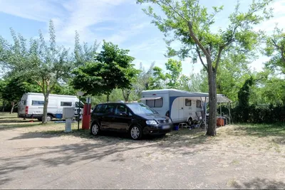 Massimo Camping - Wohnwagen- und Zeltstellplatz zwischen Bäumen auf dem Campingplatz