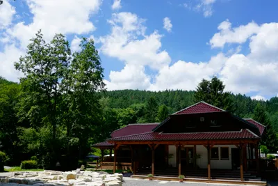 Odenwald-Camping-Park - Umgeben von Wald Rezeption und Sanitärgebäude