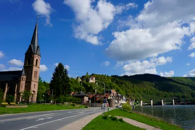 Odenwald-Camping-Park - Burg Hirschhorn und Neckarschleuse in der Nähe des Campingplatzes