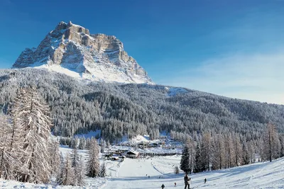 Camping Palafavera  - Blick auf den Campingplatz in den Alpen im Winter