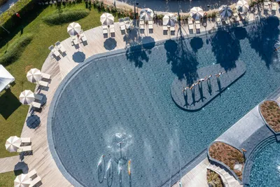 Stella del Mare Family Camping Village  Camping Stella del Mare - Pool des Campingplatzes aus der Vogelperspektive