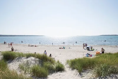 Stråvalla Camping - Blick auf den Strand am Campingplatz