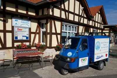 Wellness-Rheinpark-Camping - Außenansicht der Rezeption auf dem Campingplatz