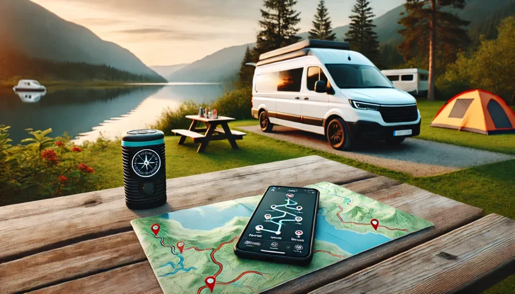 Camping-Navigations-Apps im Vergleich auf einem Tablet